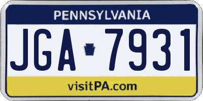 PA license plate JGA7931