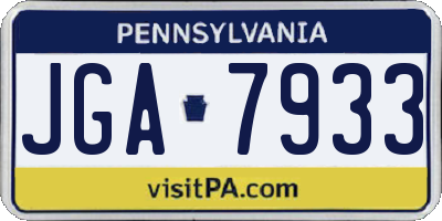 PA license plate JGA7933
