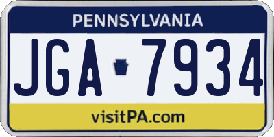PA license plate JGA7934
