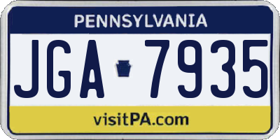 PA license plate JGA7935