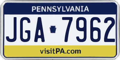 PA license plate JGA7962