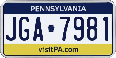 PA license plate JGA7981
