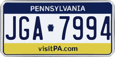 PA license plate JGA7994