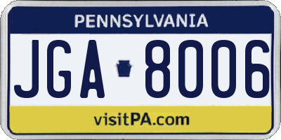 PA license plate JGA8006