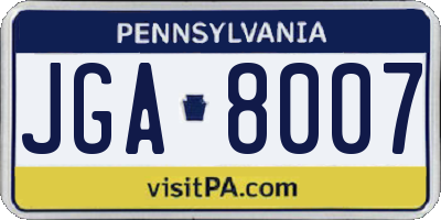 PA license plate JGA8007