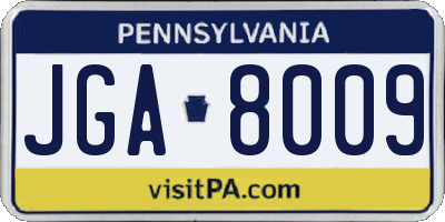 PA license plate JGA8009