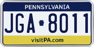 PA license plate JGA8011