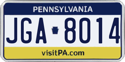 PA license plate JGA8014