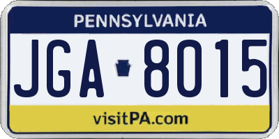 PA license plate JGA8015