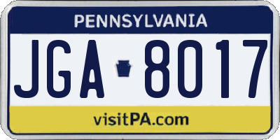 PA license plate JGA8017