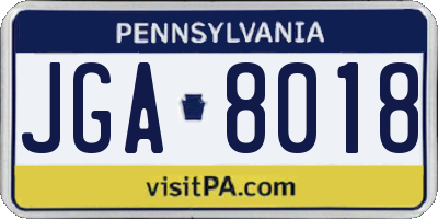 PA license plate JGA8018