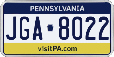 PA license plate JGA8022