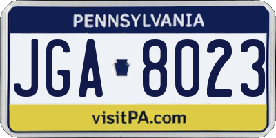 PA license plate JGA8023