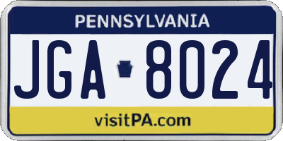 PA license plate JGA8024
