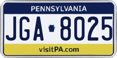 PA license plate JGA8025