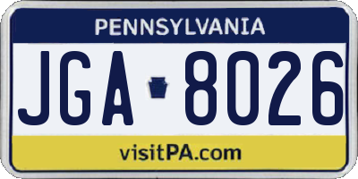 PA license plate JGA8026