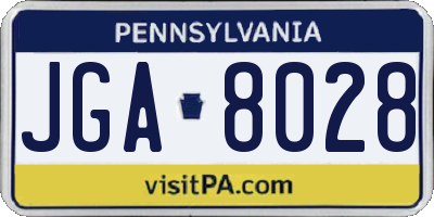PA license plate JGA8028