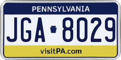 PA license plate JGA8029