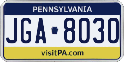 PA license plate JGA8030