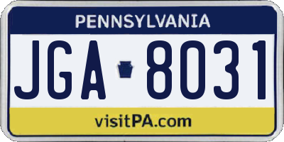 PA license plate JGA8031