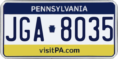 PA license plate JGA8035