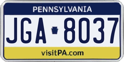 PA license plate JGA8037