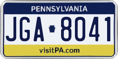 PA license plate JGA8041