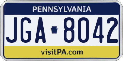 PA license plate JGA8042