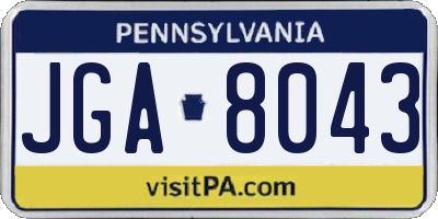 PA license plate JGA8043