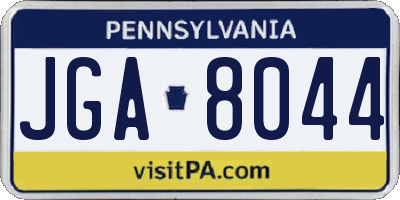 PA license plate JGA8044