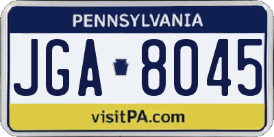 PA license plate JGA8045