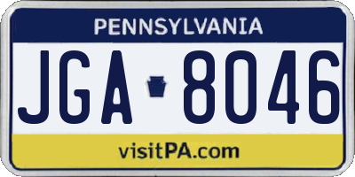 PA license plate JGA8046