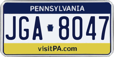 PA license plate JGA8047