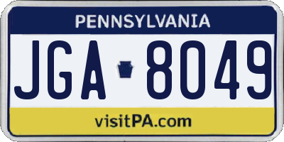 PA license plate JGA8049