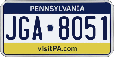 PA license plate JGA8051