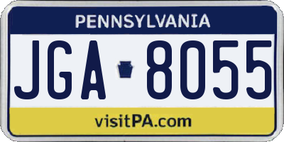 PA license plate JGA8055