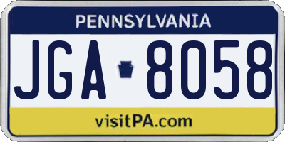 PA license plate JGA8058