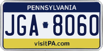 PA license plate JGA8060