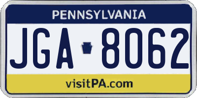 PA license plate JGA8062