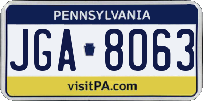 PA license plate JGA8063