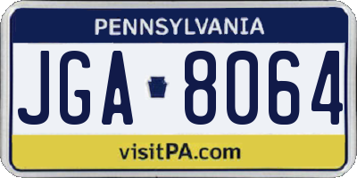 PA license plate JGA8064