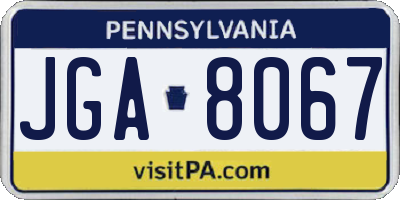 PA license plate JGA8067