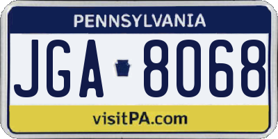 PA license plate JGA8068