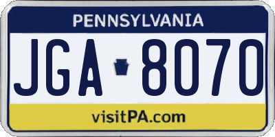 PA license plate JGA8070