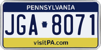 PA license plate JGA8071