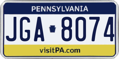 PA license plate JGA8074