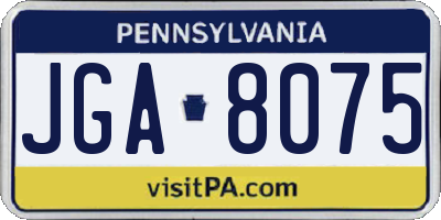 PA license plate JGA8075