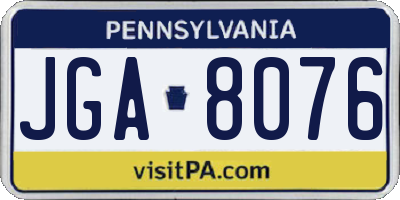 PA license plate JGA8076