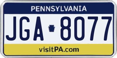 PA license plate JGA8077