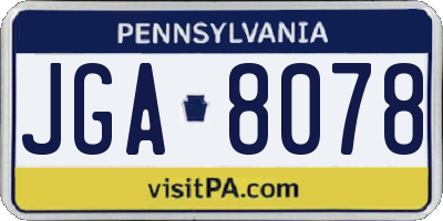 PA license plate JGA8078